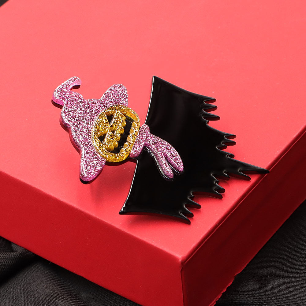 Halloween Pumpkin Witch  Acrylic Brooch PA5799