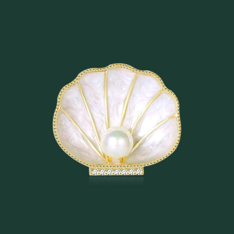 Shell and Pearl Crystal Alloy Rhinestone Brooch PA5801