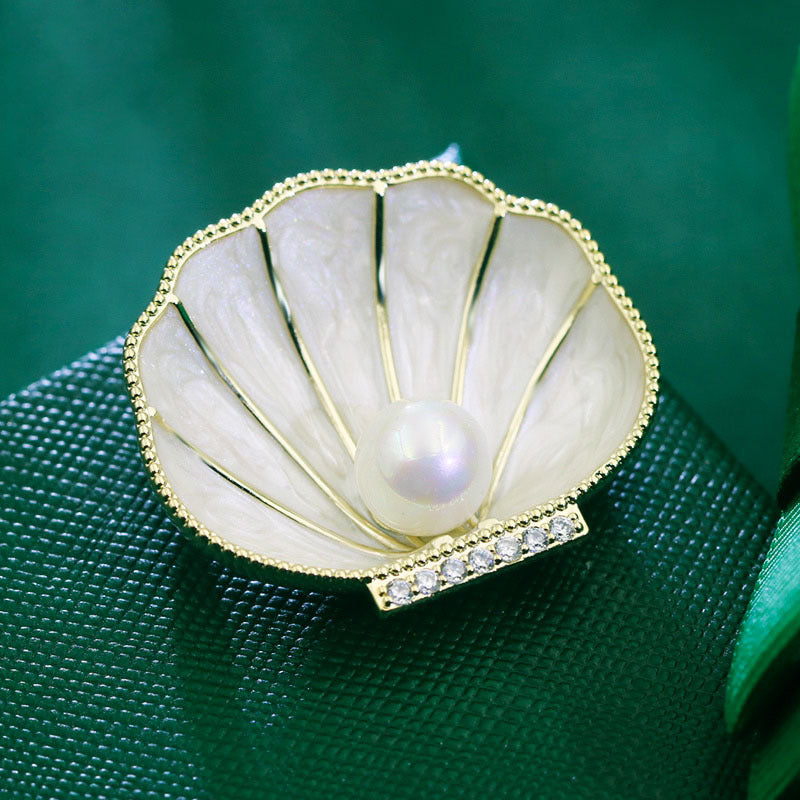 Shell and Pearl Crystal Alloy Rhinestone Brooch PA5801