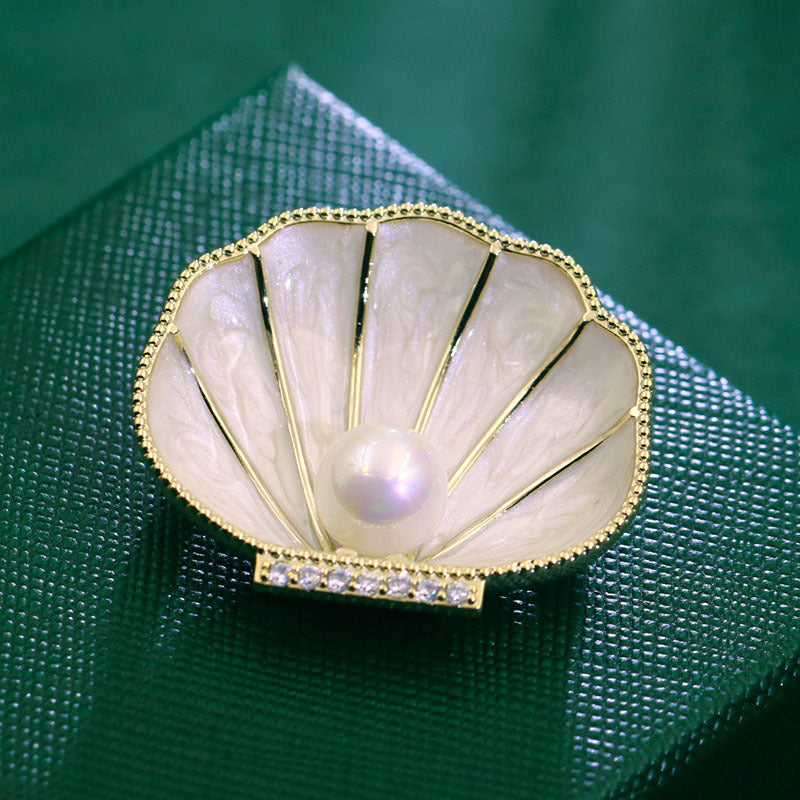 Shell and Pearl Crystal Alloy Rhinestone Brooch PA5801