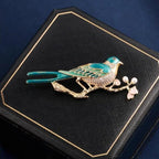 Magpies Climb Plum Blossoms Alloy Rhinestone Brooch PA5802