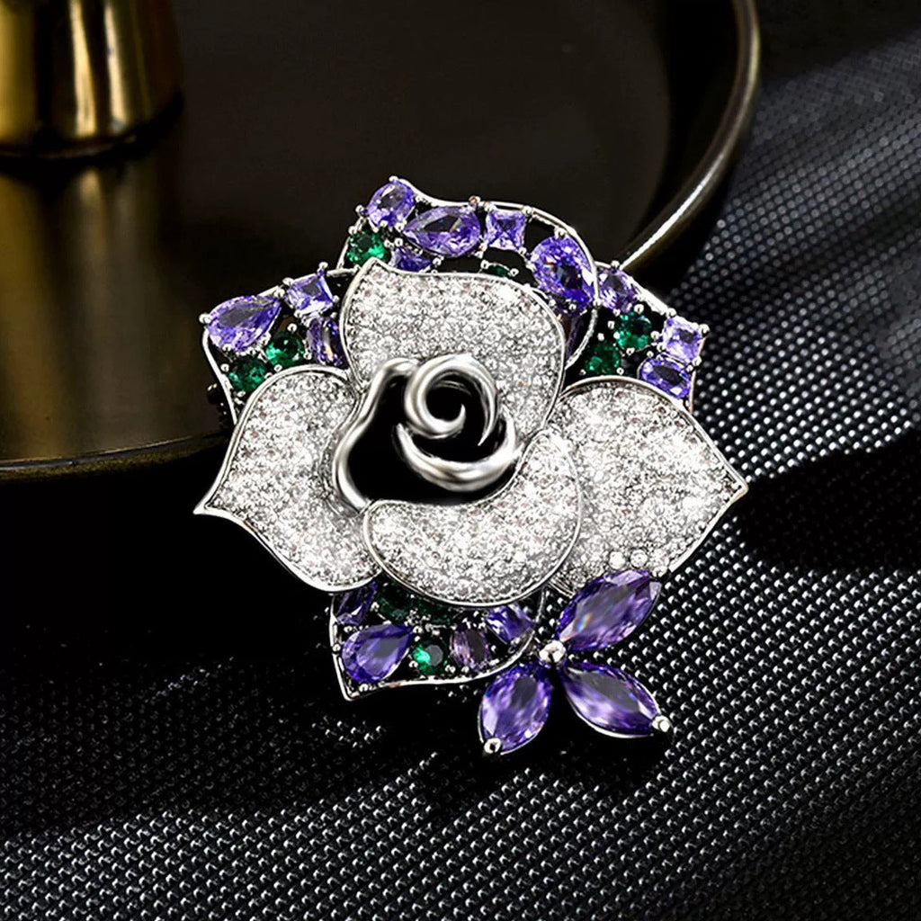 Rose Alloy Rhinestone Brooch PA5815