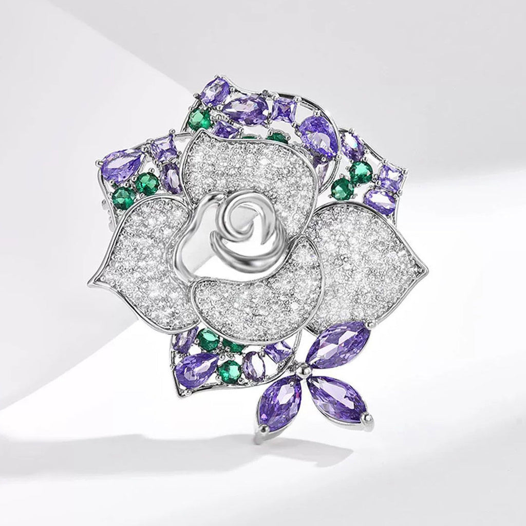 Rose Alloy Rhinestone Brooch PA5815
