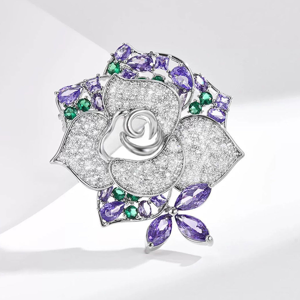 Rose Alloy Rhinestone Brooch PA5815