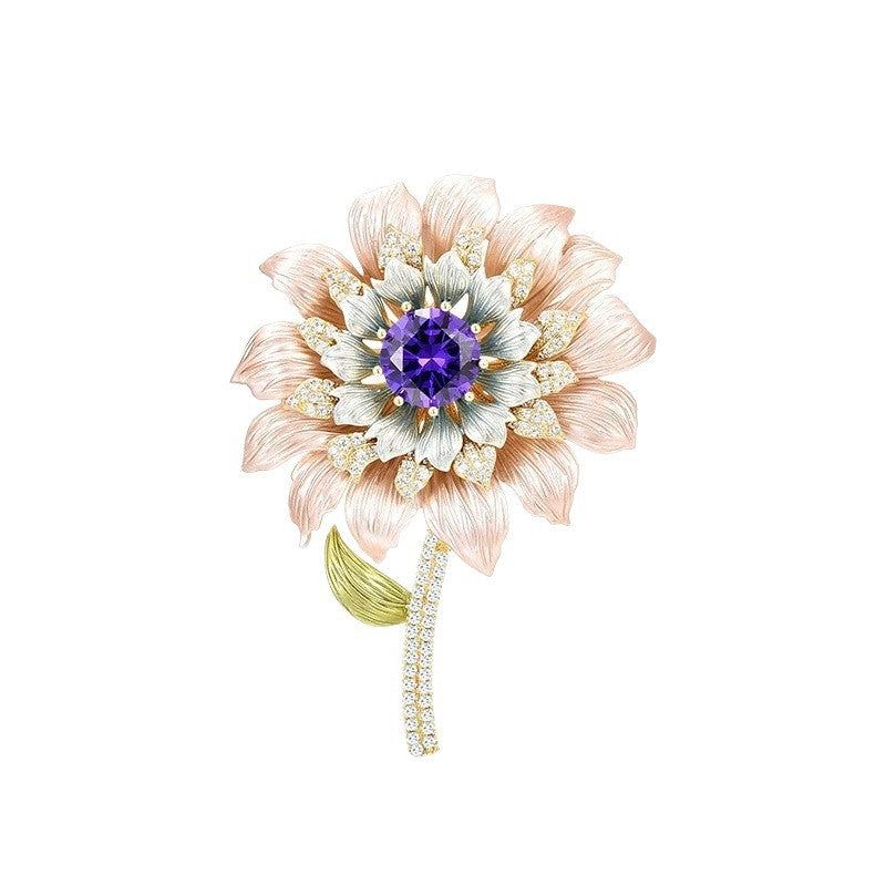 Sunflower-chrysanthemum Alloy Rhinestone Brooch PA5822