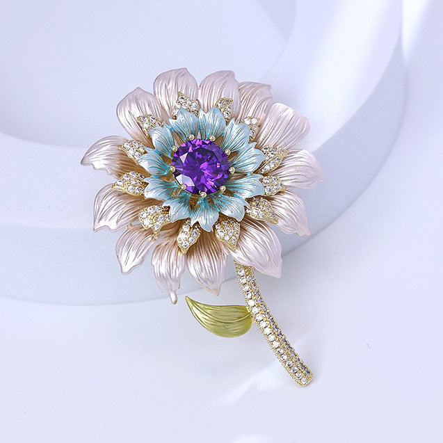 Sunflower-chrysanthemum Alloy Rhinestone Brooch PA5822