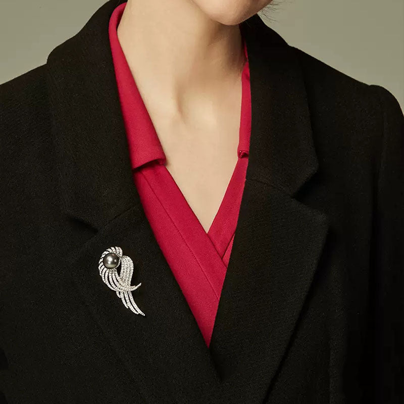 Wings Pearl Alloy Rhinestone Brooch PA5830