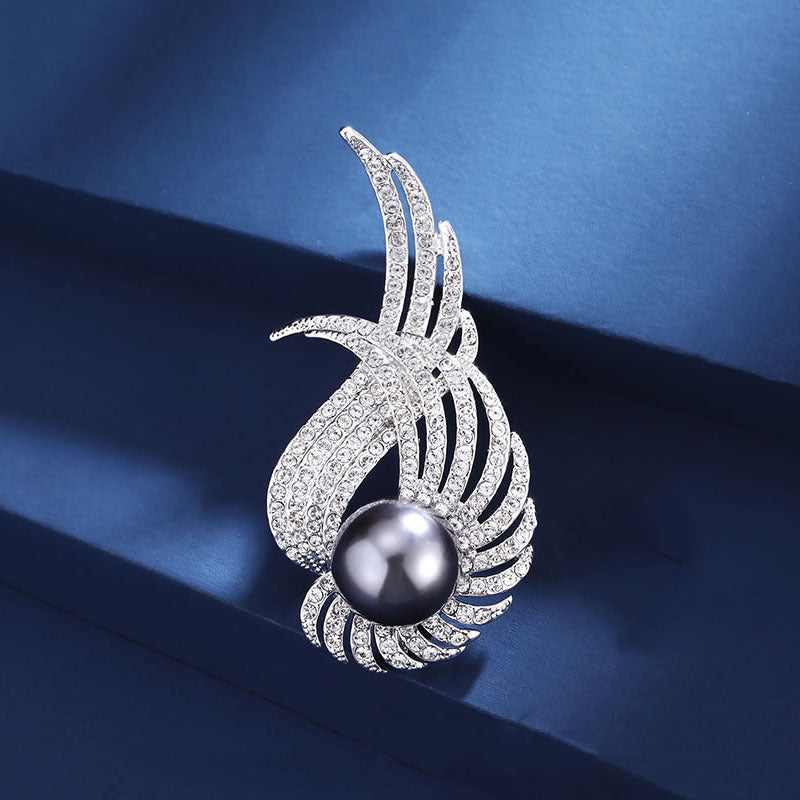 Wings Pearl Alloy Rhinestone Brooch PA5830