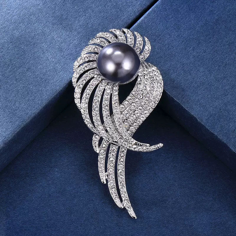 Wings Pearl Alloy Rhinestone Brooch PA5830