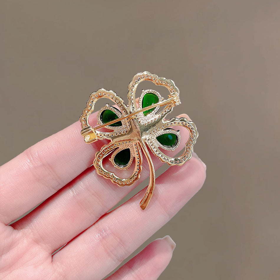 Four-leaf Clover  Alloy Rhinestone Brooch PA5832