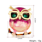 Glass Owl Alloy Rhinestone Brooch PA5839