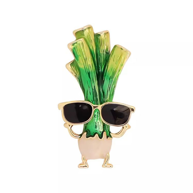 Eyeglasses Scallion Alloy Rhinestone Brooch PA5845