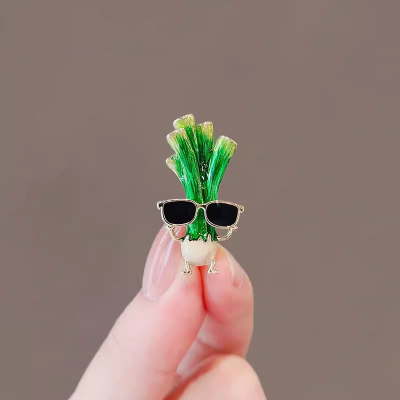 Eyeglasses Scallion Alloy Rhinestone Brooch PA5845