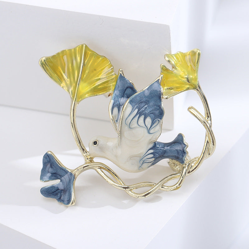 Ginkgo Bird Alloy Brooch PA5849