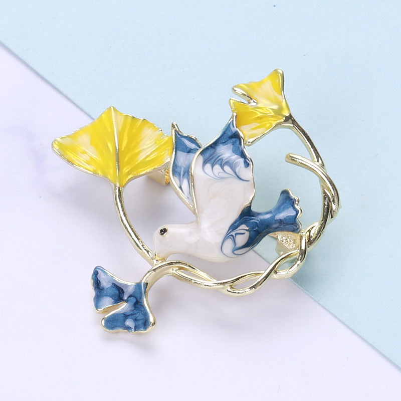 Ginkgo Bird Alloy Brooch PA5849