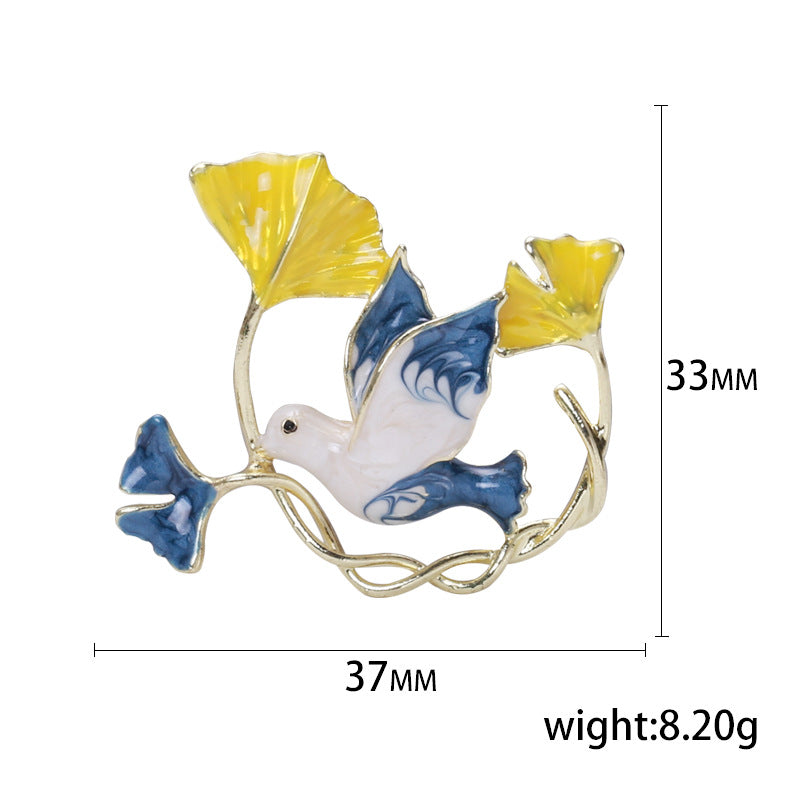 Ginkgo Bird Alloy Brooch PA5849