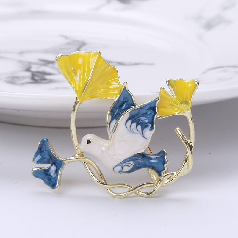 Ginkgo Bird Alloy Brooch PA5849