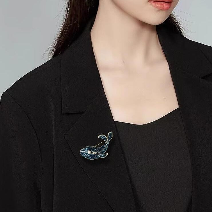 Dolphin Alloy Crystal Brooch PA5850