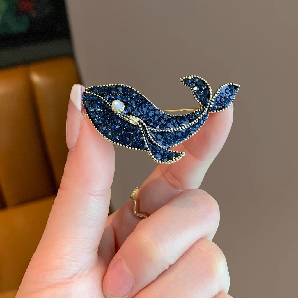 Dolphin Alloy Crystal Brooch PA5850