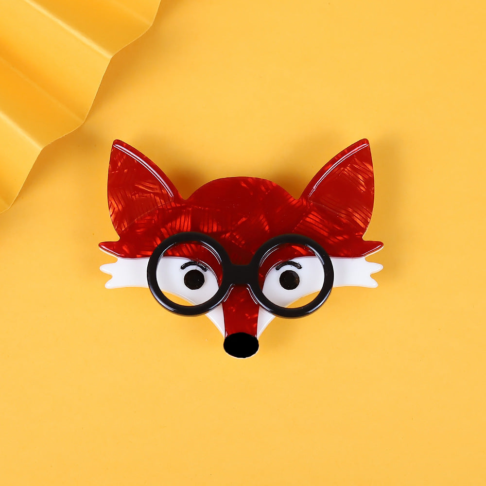 Glasses Fox Acrylic Brooch PA5876