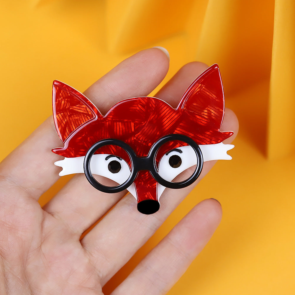 Glasses Fox Acrylic Brooch PA5876