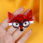 Glasses Fox Acrylic Brooch PA5876