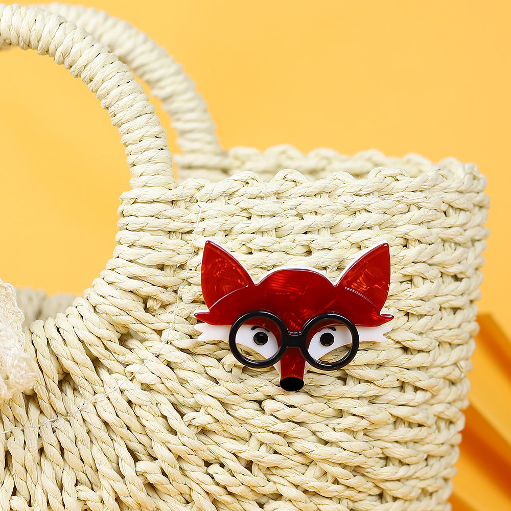 Glasses Fox Acrylic Brooch PA5876