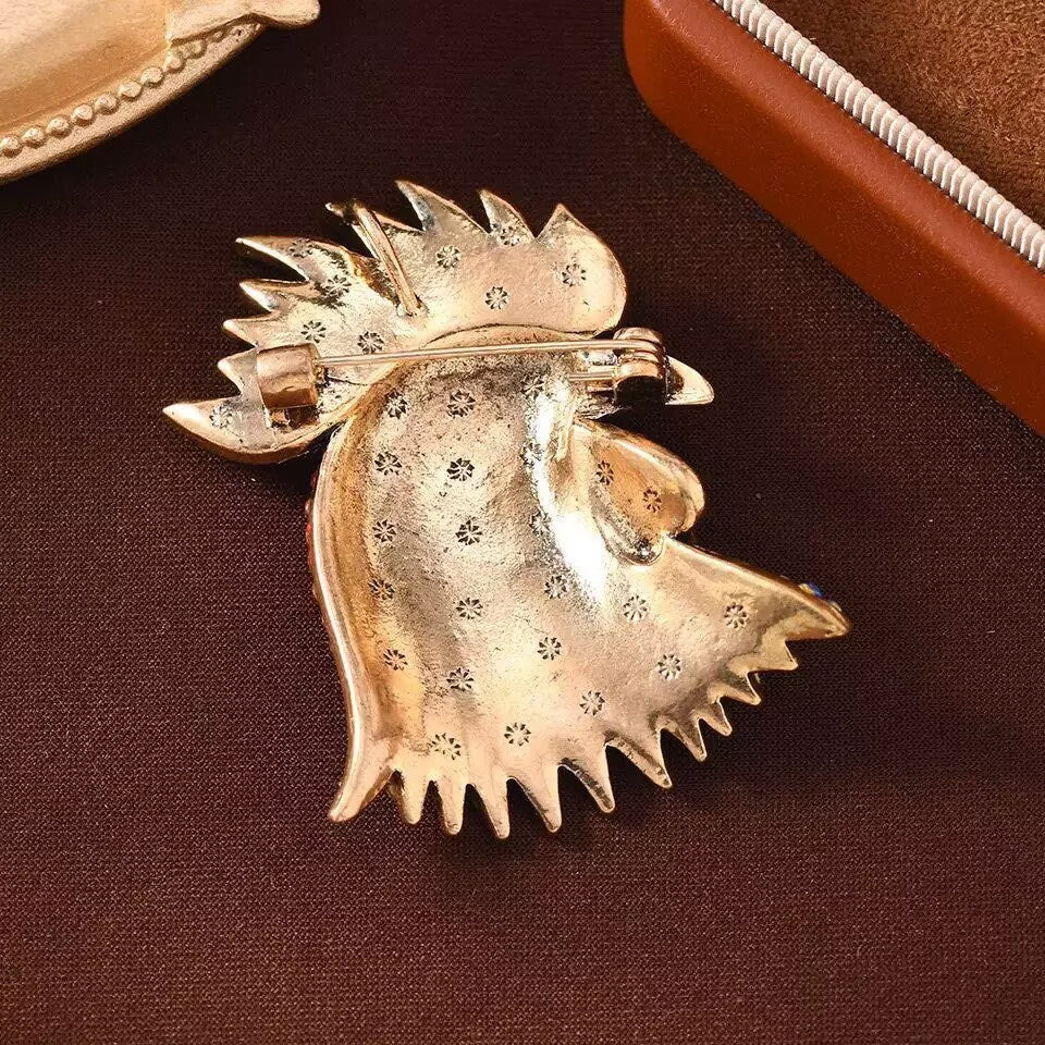 Rooster Head Alloy Rhinestone Brooch PA5928