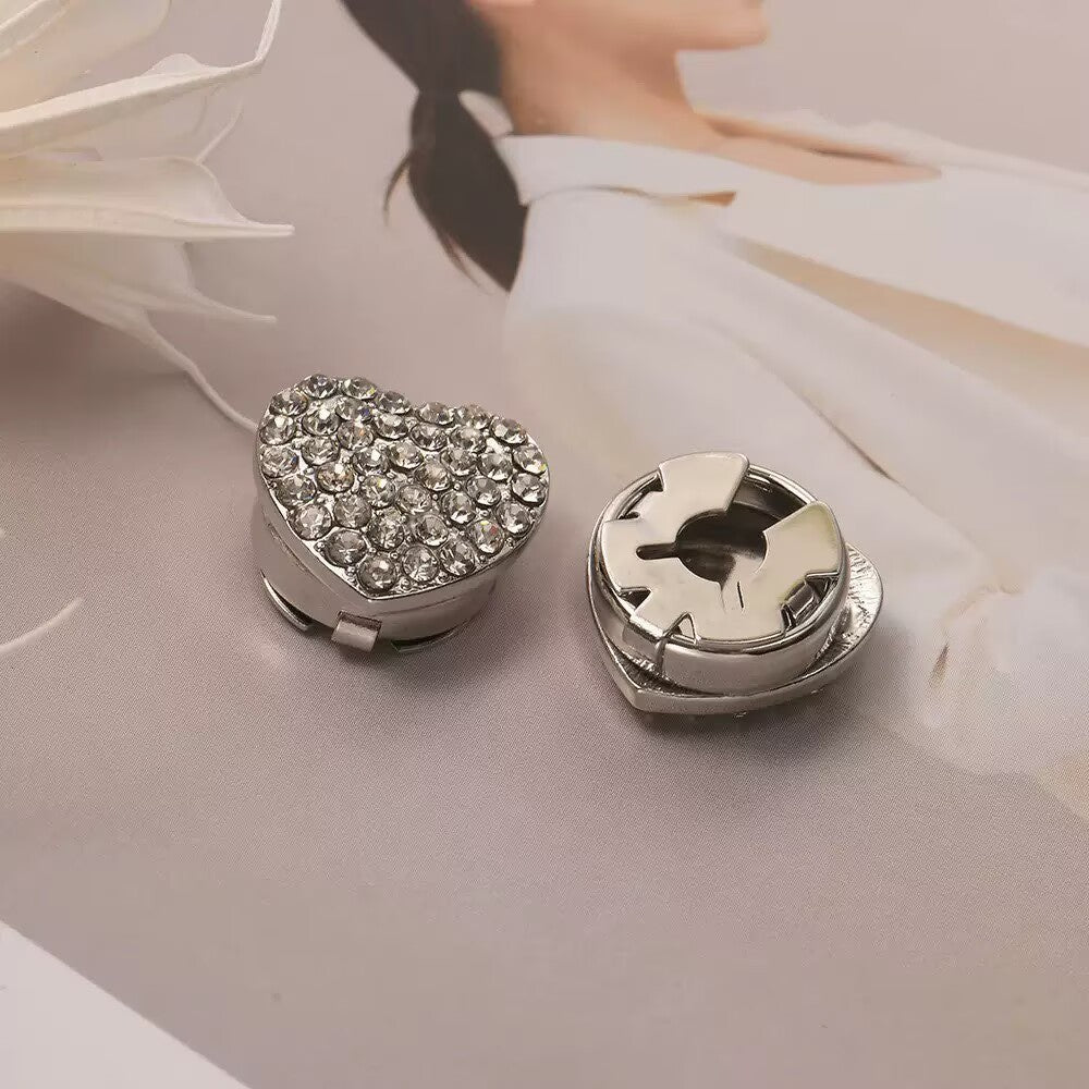 Heart Shaped Alloy Rhinestone Buttons MIS5946
