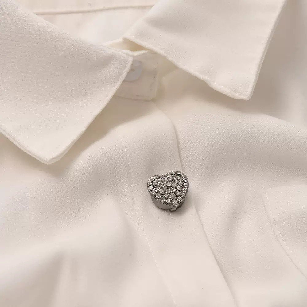 Heart Shaped Alloy Rhinestone Buttons MIS5946