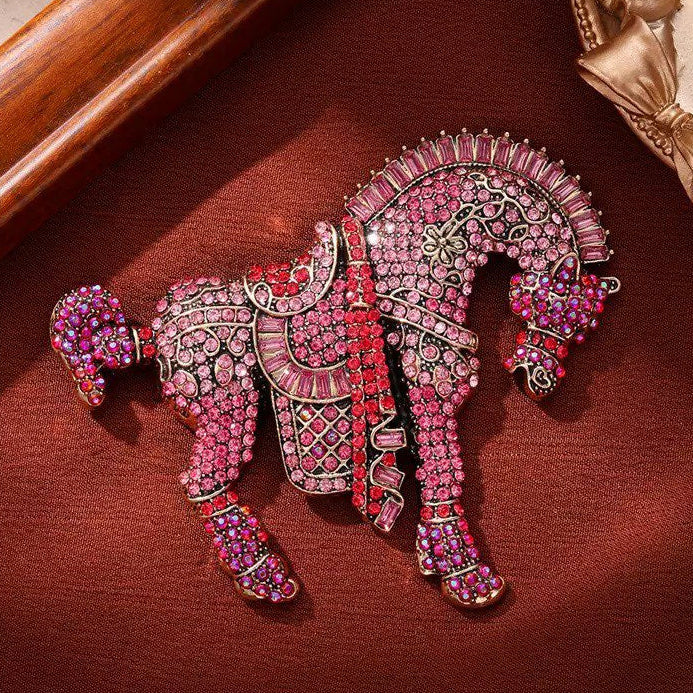 Horse Alloy Rhinestone Brooch PA5963