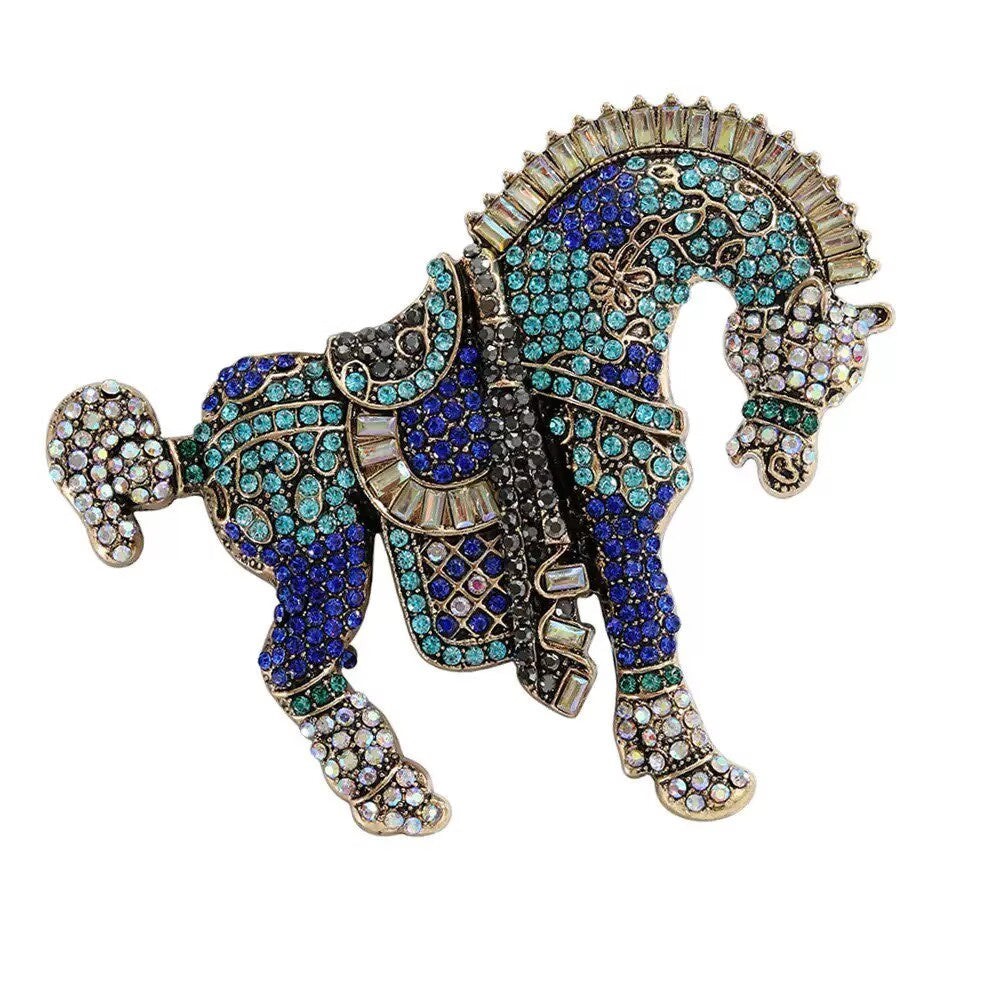 Horse Alloy Rhinestone Brooch PA5963