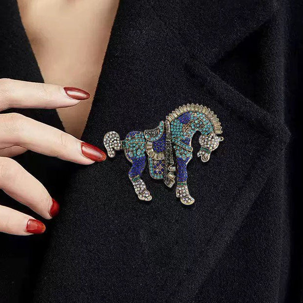 Horse Alloy Rhinestone Brooch PA5963