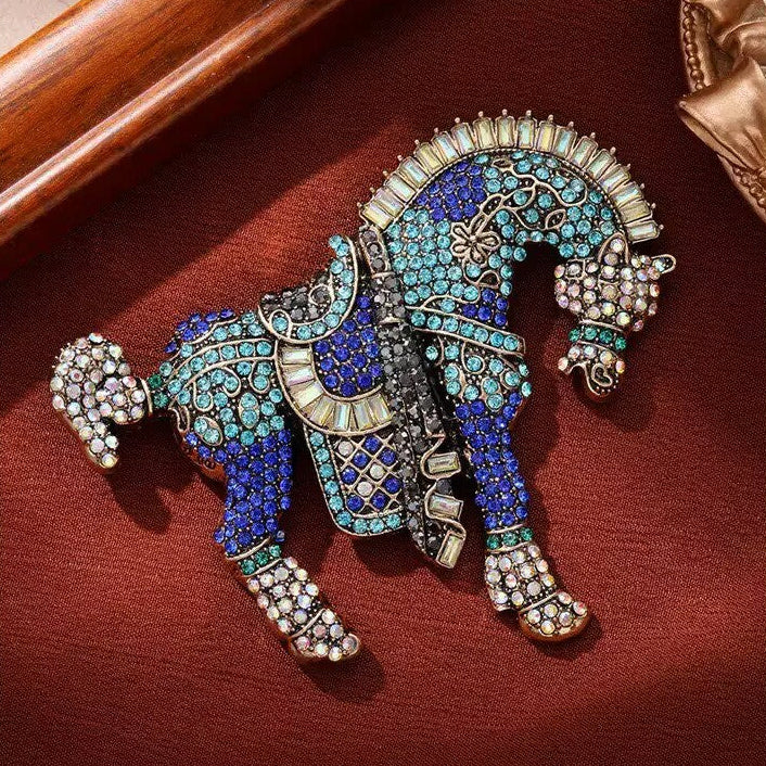 Horse Alloy Rhinestone Brooch PA5963