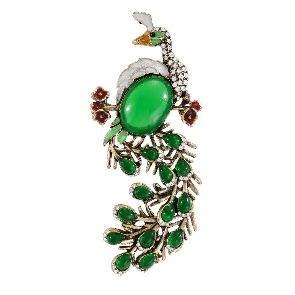 Peacock Alloy Rhinestone Brooch PA5965