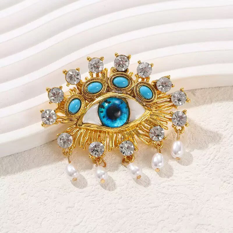 Eyes Alloy Rhinestone Brooch PA5987