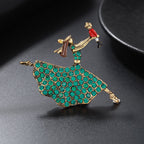 Girls Dancing Alloy Rhinestone Brooch PA5989