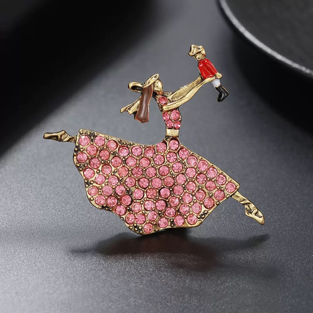 Girls Dancing Alloy Rhinestone Brooch PA5989