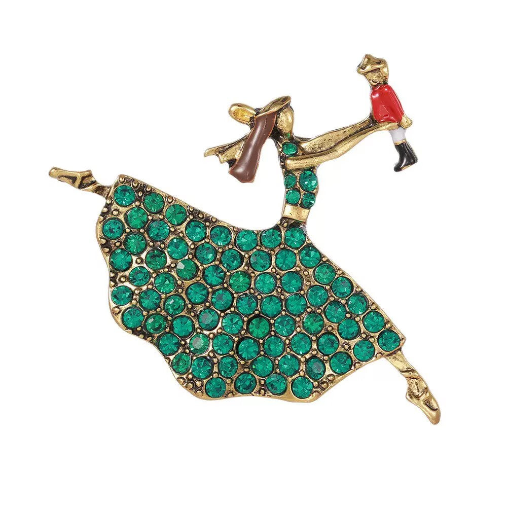 Girls Dancing Alloy Rhinestone Brooch PA5989