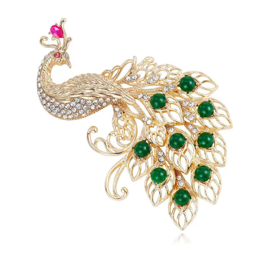 Peacock Rhinestone-Embellished Alloy Brooch PA6026