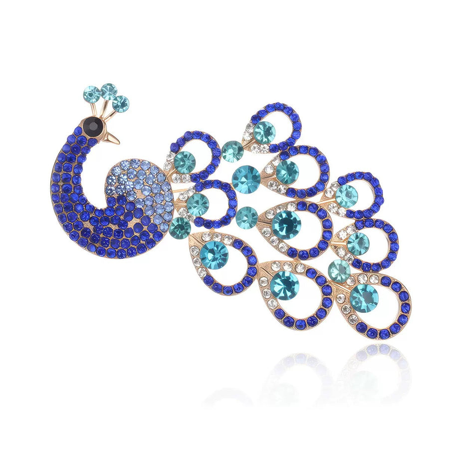 Peacock Rhinestone-Embellished Alloy Brooch PA6041