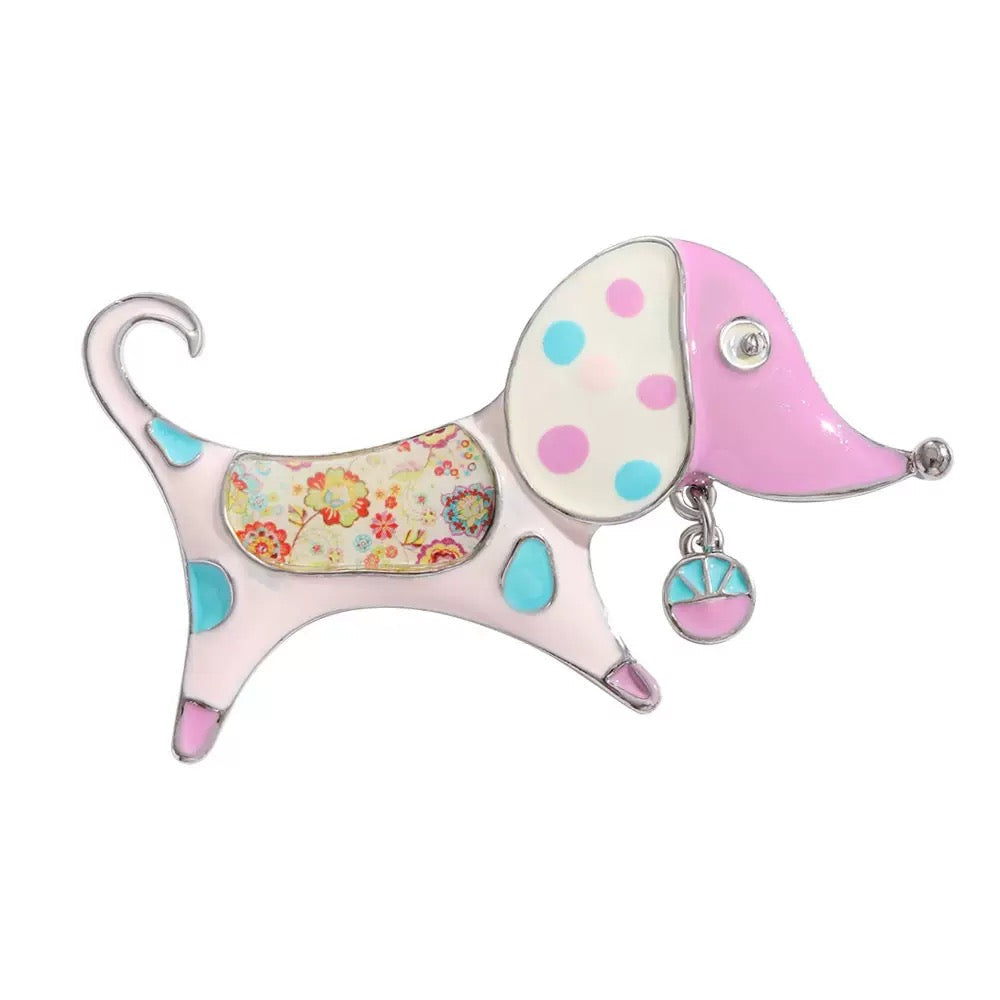 Dog Alloy Rhinestone Brooch PA6048