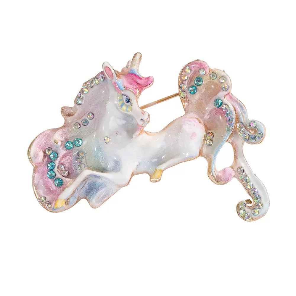 Unicorn Alloy Rhinestone Brooch PA6051