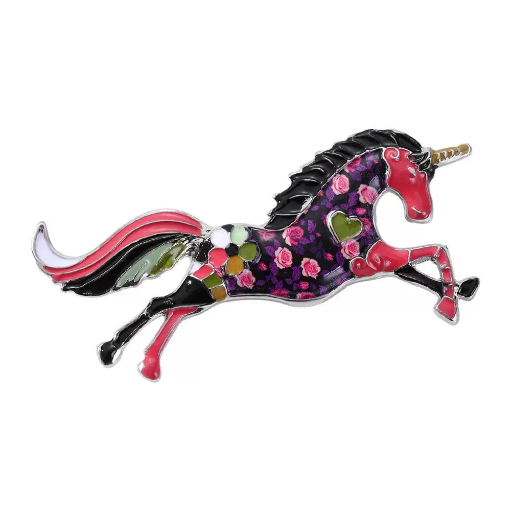 Unicorn Alloy Rhinestone Brooch PA6054