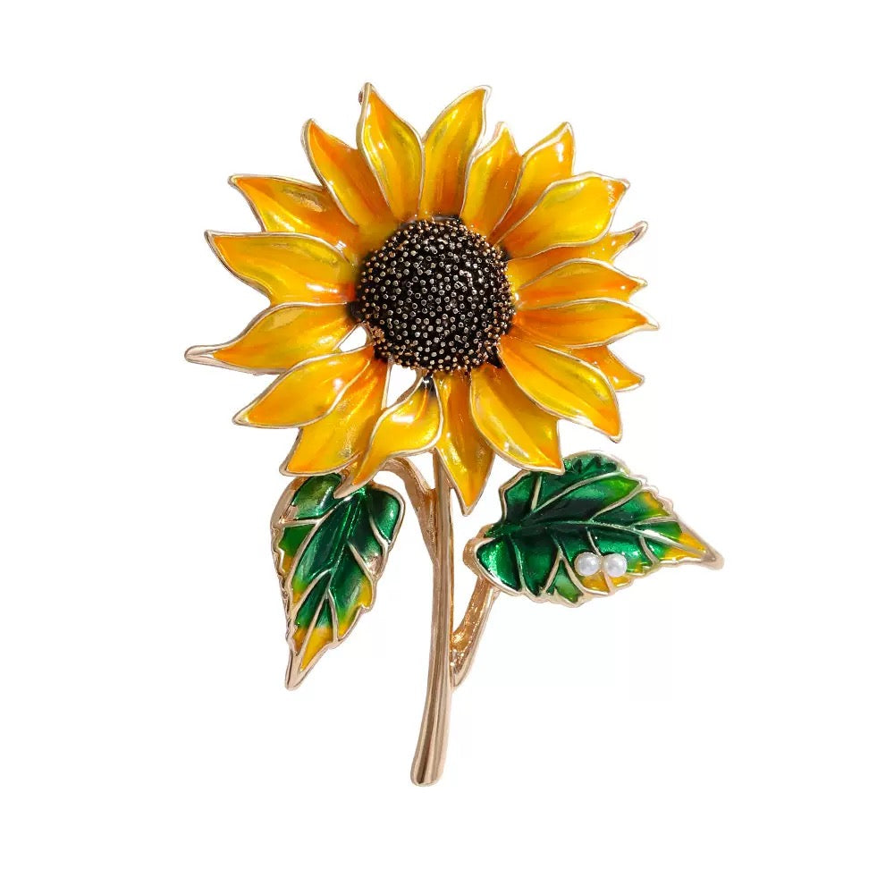 Sunflowers Alloy Rhinestone Brooch PA6069