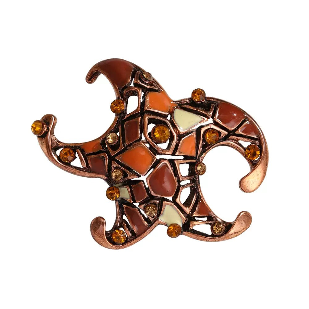Starfish Alloy Rhinestone Brooch PA6071
