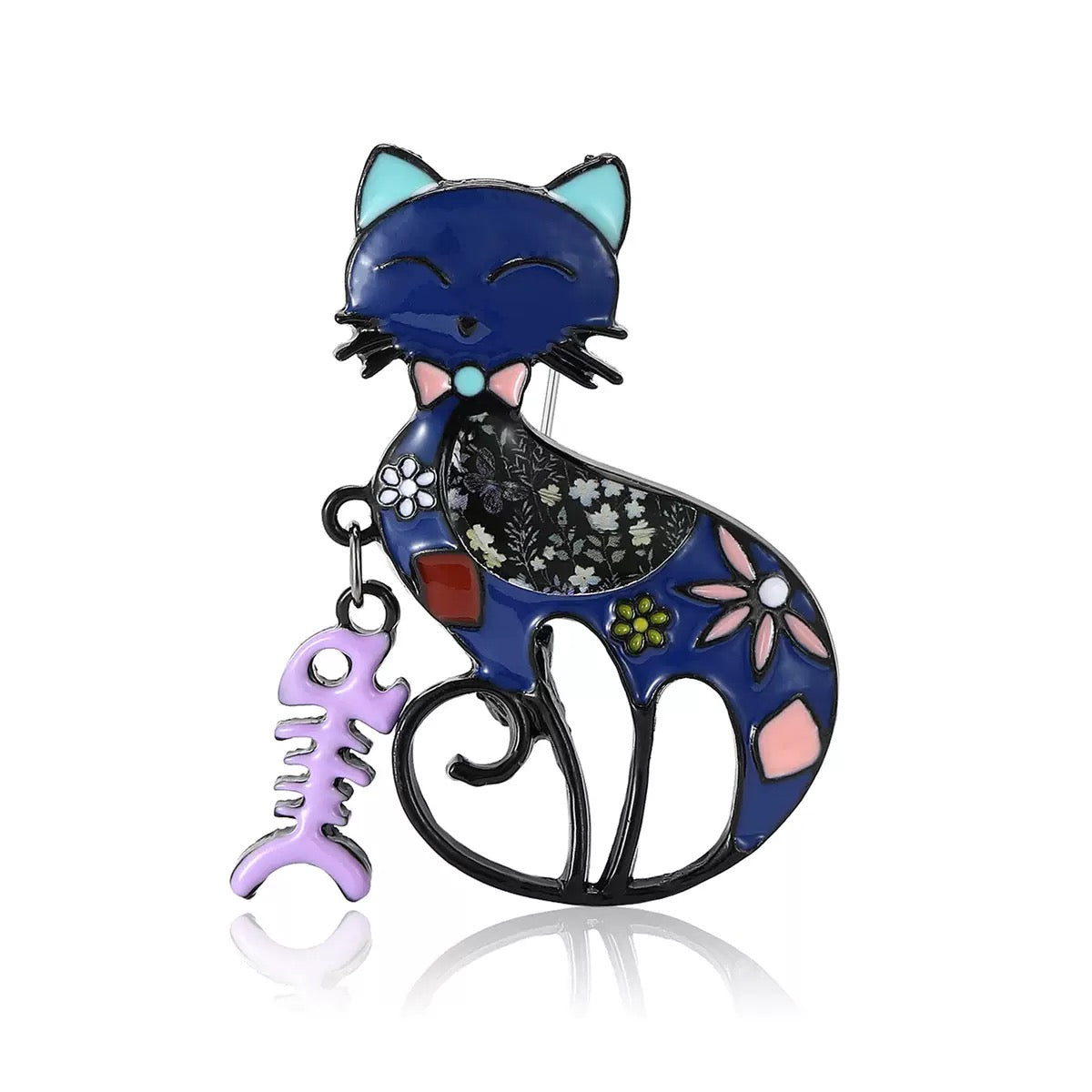 Cat Alloy Rhinestone Brooch PA6094