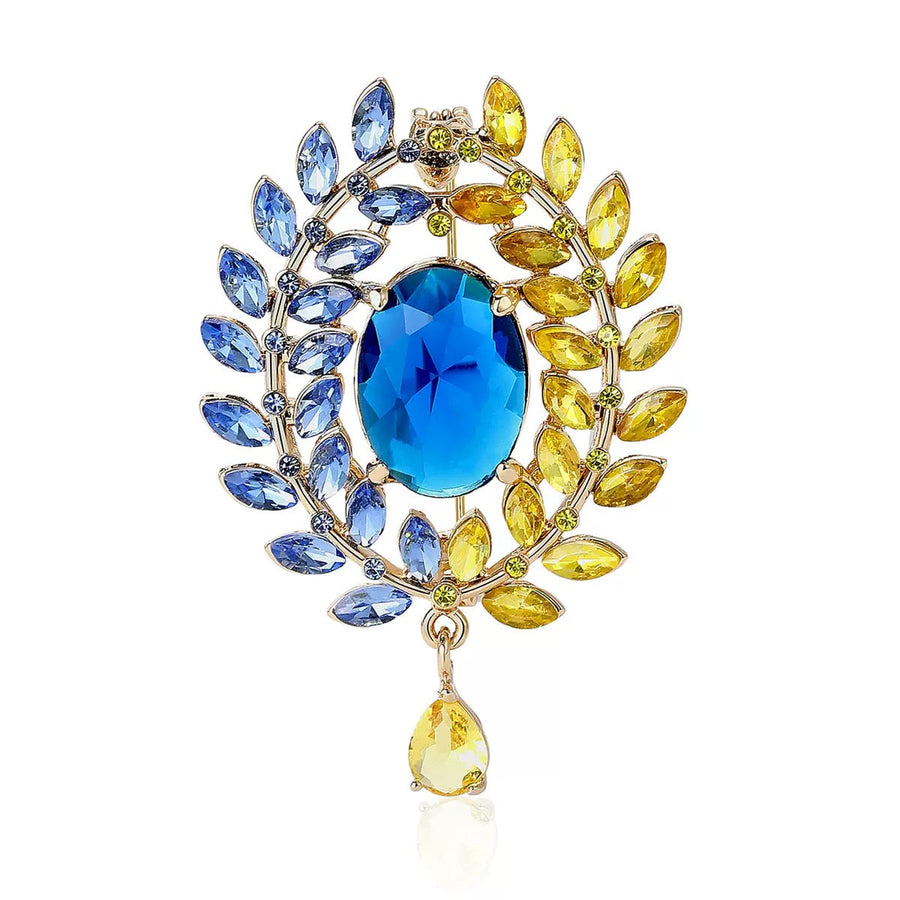 Water Droplets Alloy Rhinestone Brooch PA6193