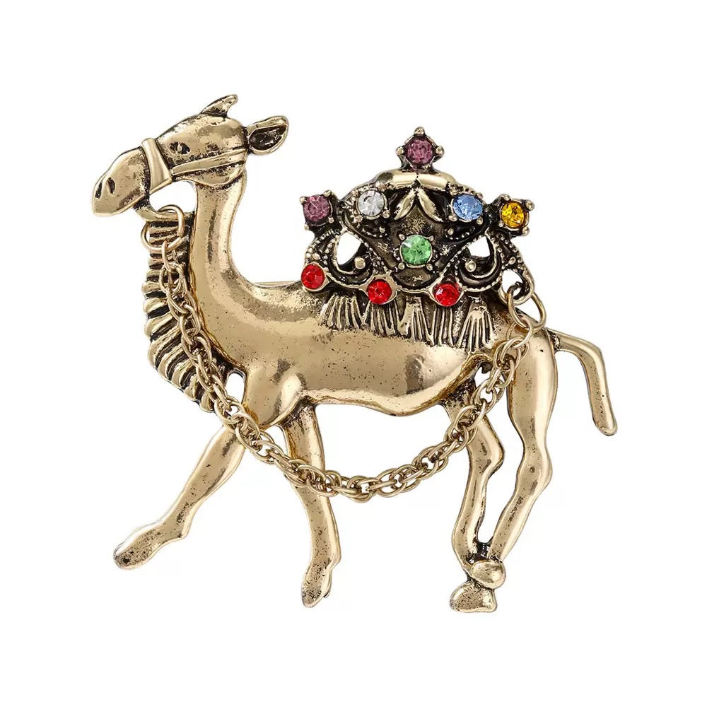 Camel Alloy Rhinestone Brooch PA6212