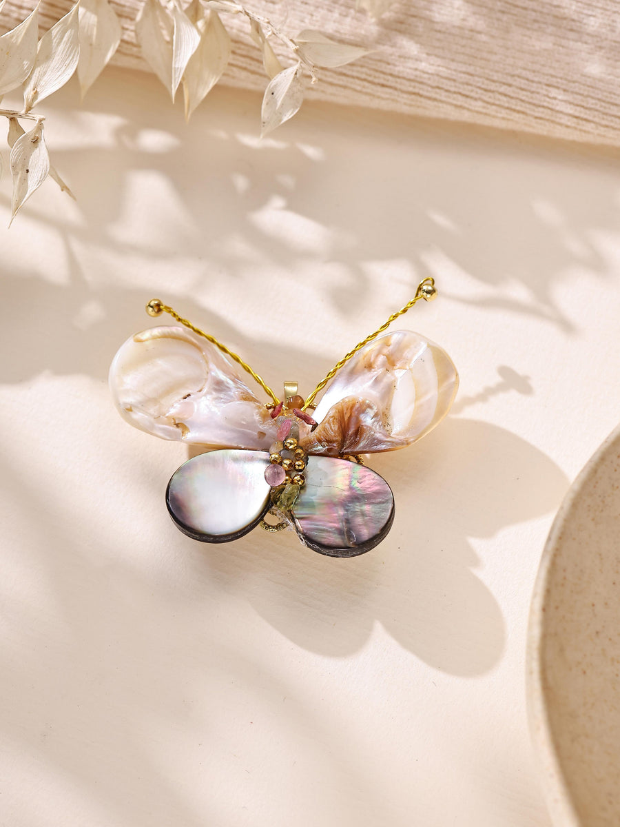 Butterfly Shell Brooch PA6217